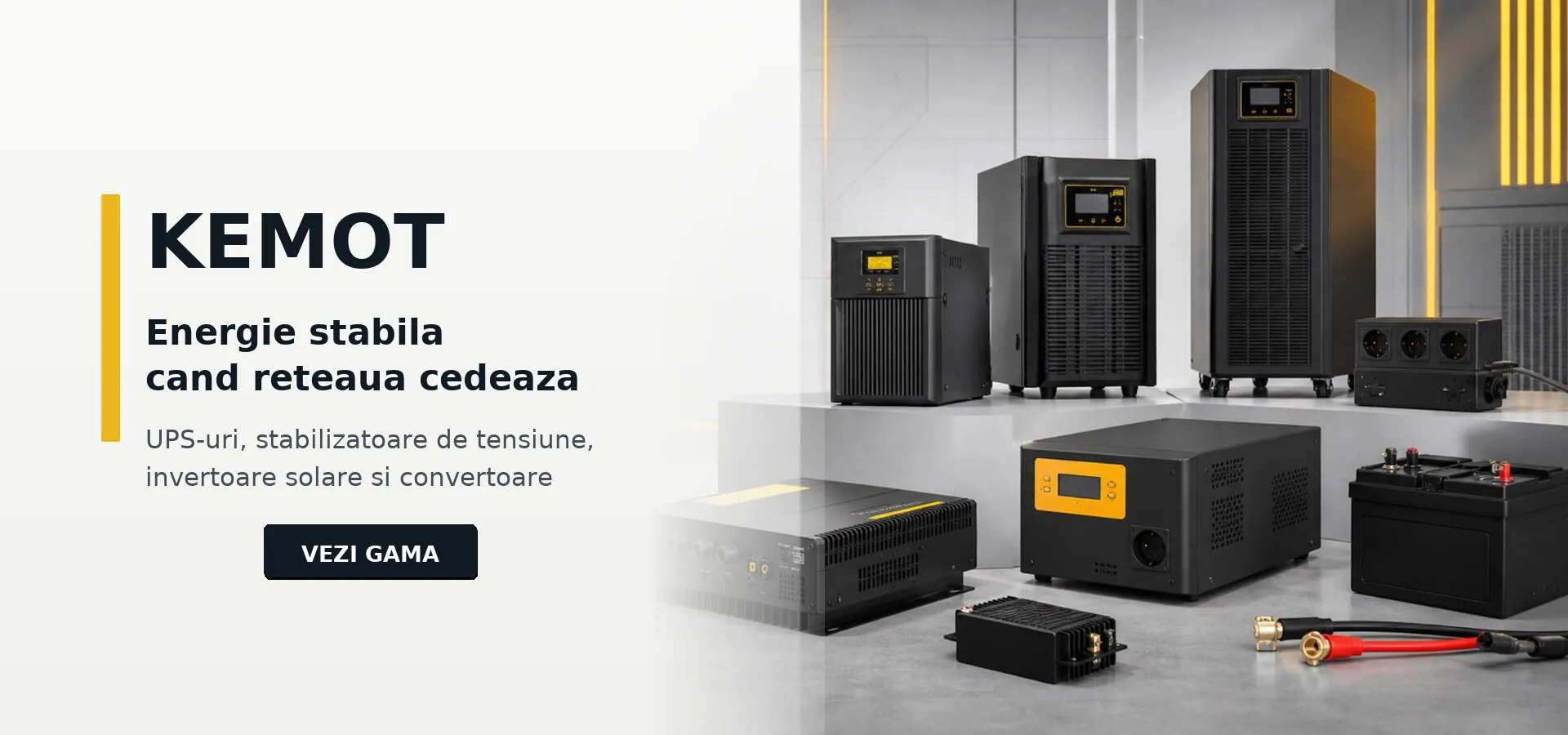 UPS centrale termice, stabilizatoare tensiune, convertoare tensiune si invertoare solare KEMOT