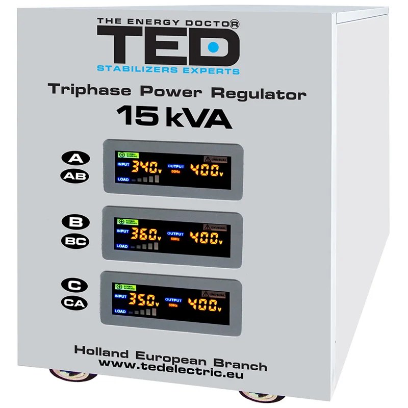 Stabilizator tensiune trifazat servomotor 15 kVA