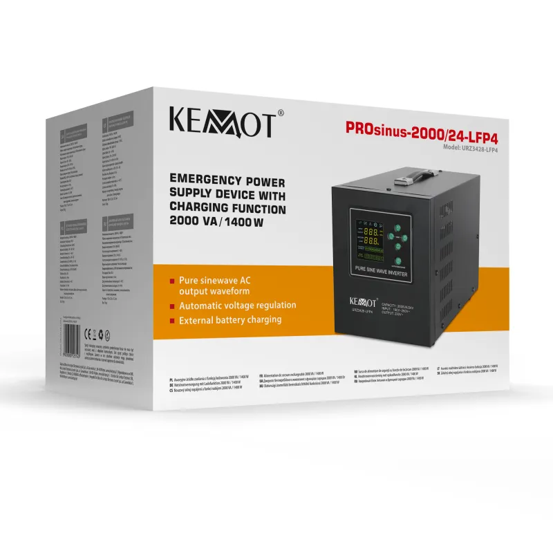 UPS centrala KEMOT PROsinus-2000/24-LFP4, 2000 VA / 1400 W, 24 V DC