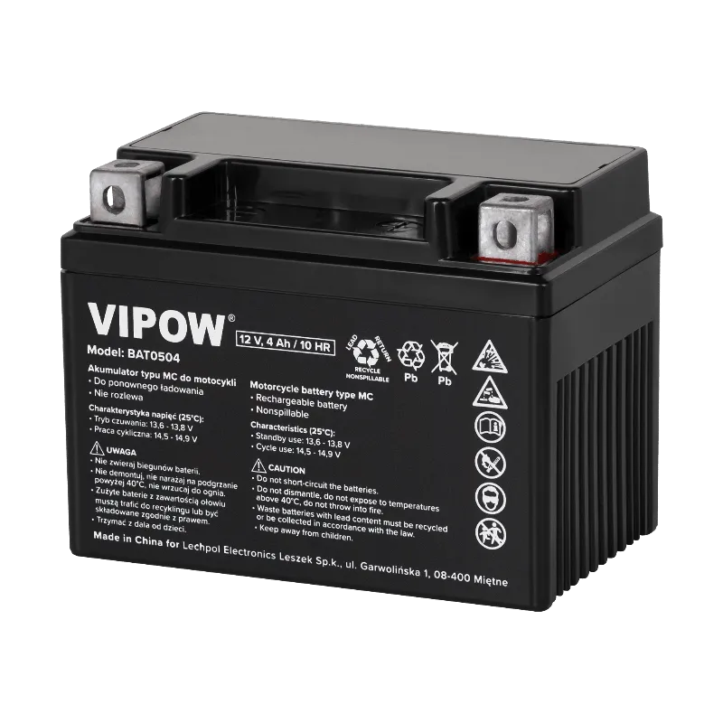 Acumulator moto VIPOW 12 V 4 Ah tip MC